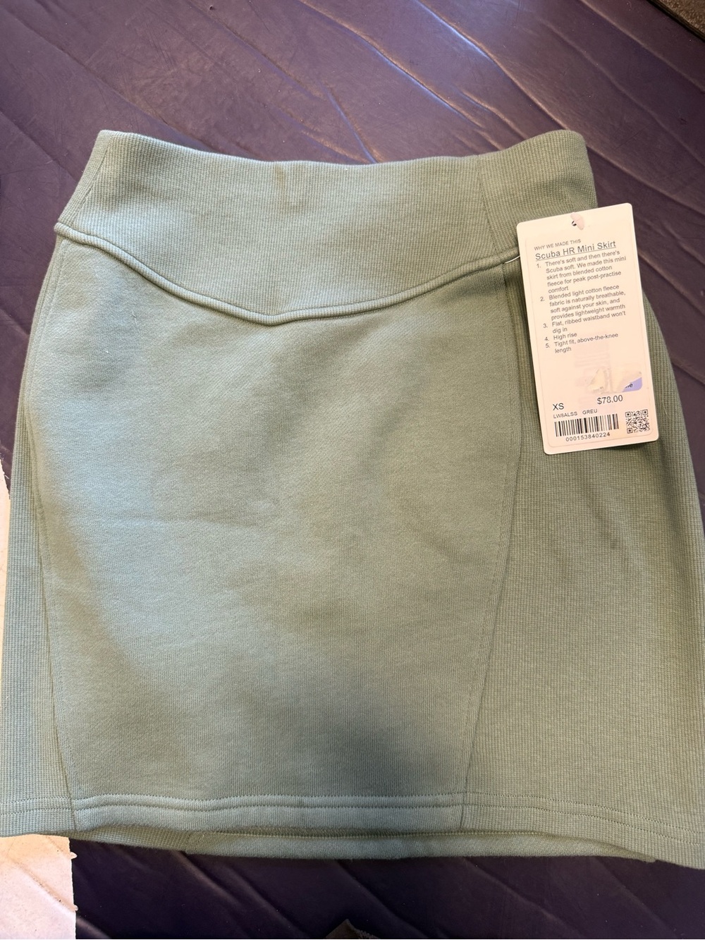 NWT lululemon scuba high rise mini skirt Sage Green size XS - Picture 3 of 7